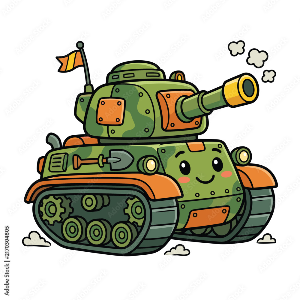 Naklejka premium cute cartoon tank vector illustration