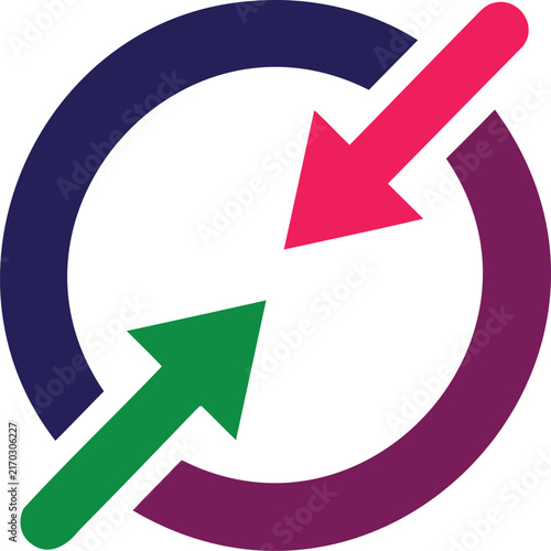 Fotografie Circular arrows pointing inward meeting in the middle vector illustration with i