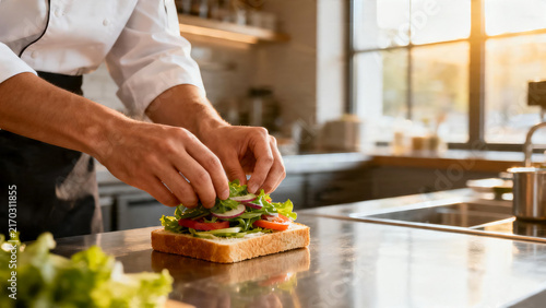 Chef Preparing Fresh Sandwich