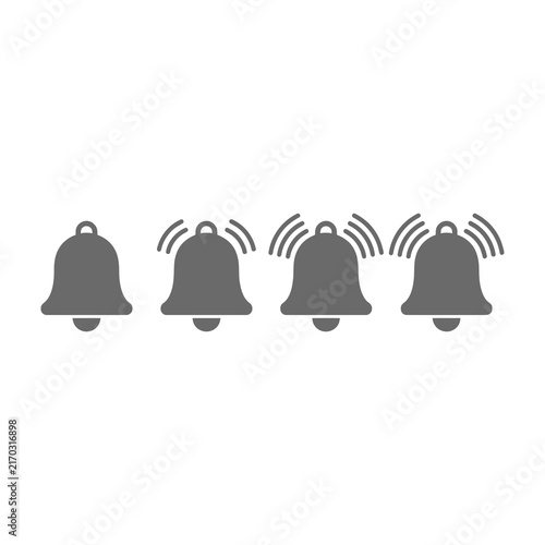 Bild auf Leinwand Ring bell notification icon set showing sound waves and alert symbols for digita
