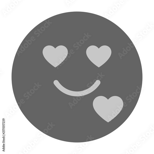 Bild auf Leinwand Smiling Emoji Face With Heart Eyes And Blush On White Background
