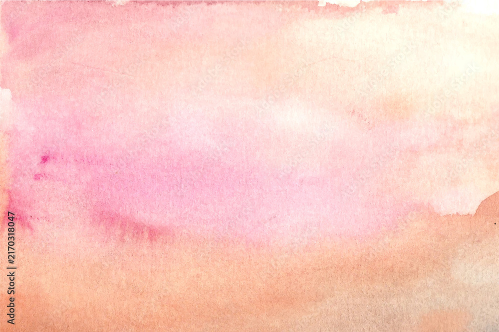 Obraz premium Warm pink and orange watercolor gradient background. Abstract soft fluid paint wash texture for vibrant summer sunset graphic design.
