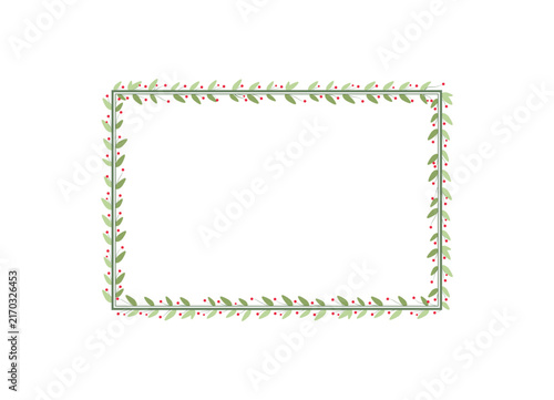 Simple Pink Peach Rectangle Border Frame With Green Leaves And Cherries