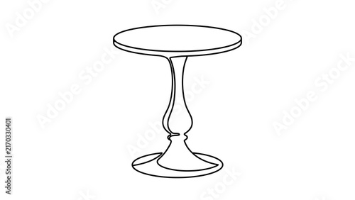 Elegant pedestal table illustration white background.