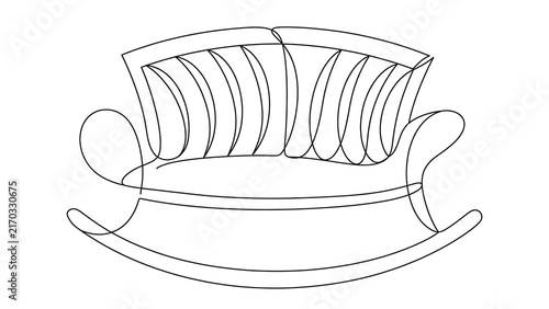 Elegant rocking chair line art white background.