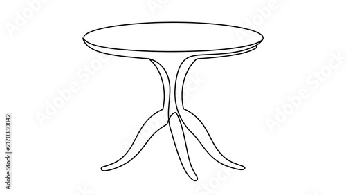 Elegant round table with curved legs white background.