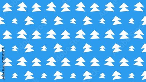 Seamless Pattern Design With Stylized White Pine Trees On Blue Background