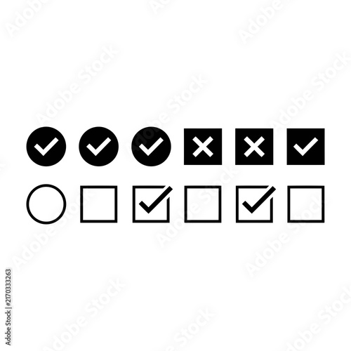 Canvas Print Checkmarks and checkboxes with ticks and crosses