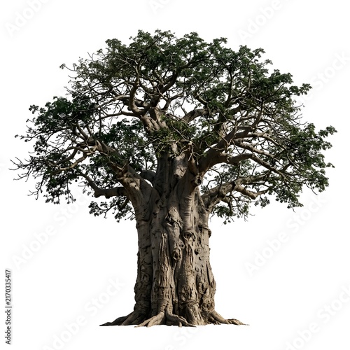 Majestic Baobab Tree Isolated on White Background