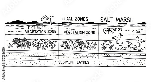 Obraz na plátne Tidal zones and salt marsh ecosystem.