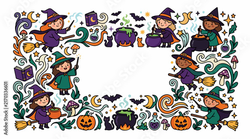 Halloween Witches and Magic Potions Illustration
