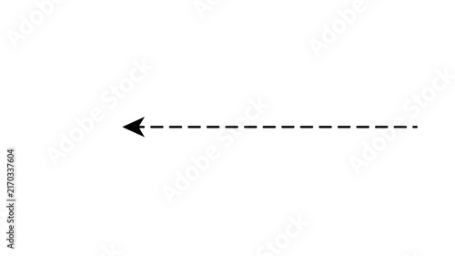 Directional Left Arrow with Dotted Straight Line Animation in 4k on White Background