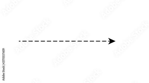 right arrow direction icon with dotted line animation on white background. dot arrows icon sign animated with alpha channel. Black straight arrows animation. Reveal animation of solid, dashed.