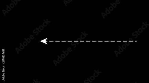 Directional Left Arrow with Dotted Straight Line Animation in 4k on White Background