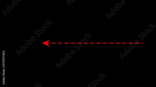 Directional Left Arrow with Dotted Straight Line Animation in 4k on White Background