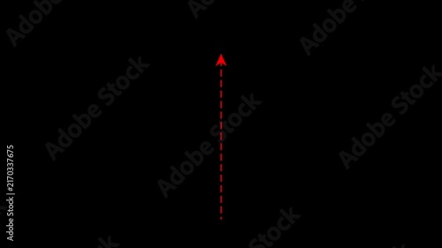 Directional Left Arrow with Dotted Straight Line Animation in 4k on White Background