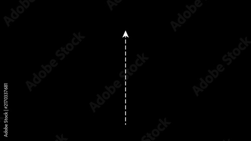 Directional Left Arrow with Dotted Straight Line Animation in 4k on White Background