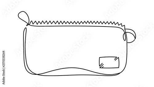 Hand drawn zipper pouch illustration white background.