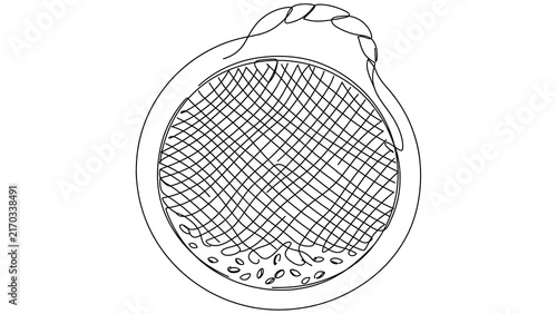 Hand drawn woven basket illustration white background.