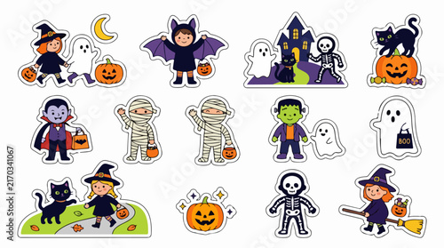 Halloween Stickers with Characters and Icons