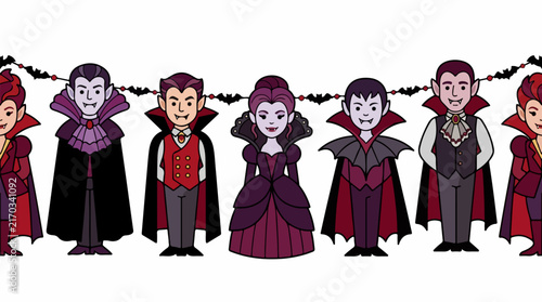 Cartoon Vampires in Halloween Costumes
