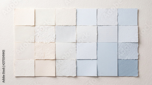 Fotografie Luxury Pale Blue Ivory Handmade Paper Texture Grid