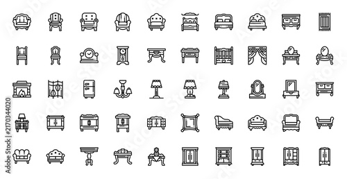 Vintage Decoration Icon Set Vector Line Illustration Collection