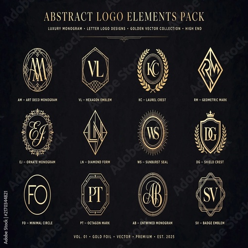 Luxury Golden Monogram Letter Logo Pack Premium Emblem Designs