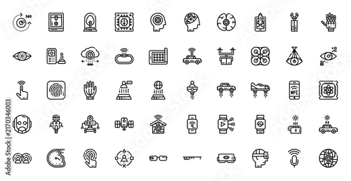 Technology Of The Future Icon Set Vector Line Illustration Collection
