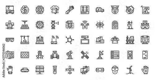 Technology Icon Set Vector Line Illustration Collection