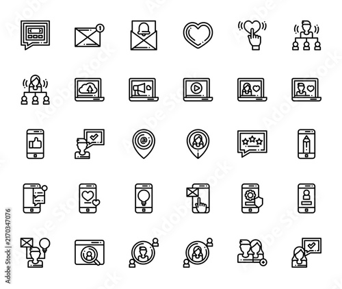 Social Media Icon Set Vector Line Illustration Collection