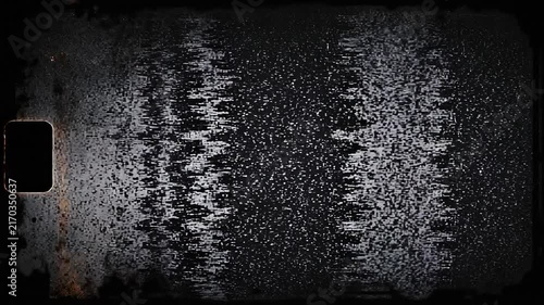 Old vintage film strip with black and white static noise and scratches background texture