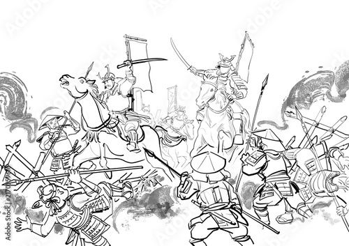 騎馬武者-戦線突破-線画