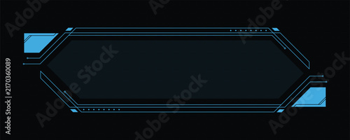 Futuristic blue digital interface with high-tech design elements.