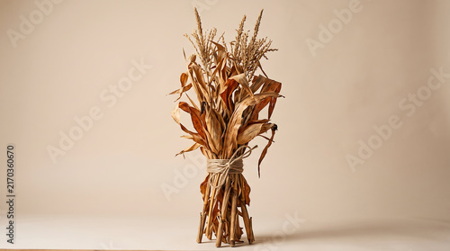Dried corn stalk bundle for rustic autumn home decor and seasonal harvest thanksgiving display