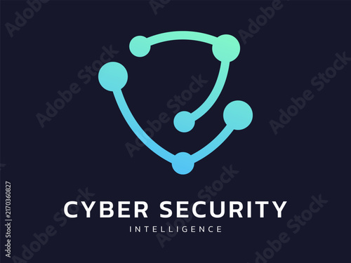 Cyber security intelligence data protection with abstract network lines movement analysis Elements Forming Shield Shapes vector illustration logo design concept, representing network security, ui.
