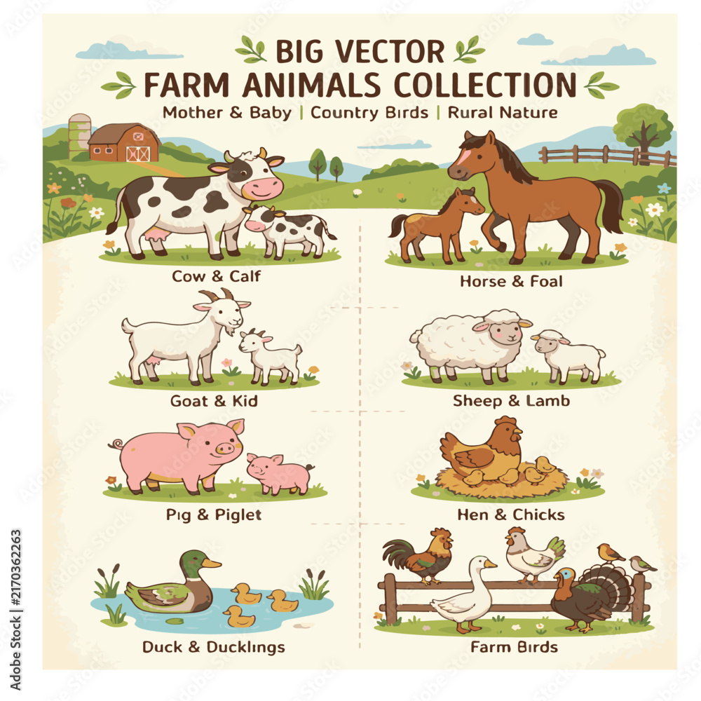 Obraz premium farm animals collection