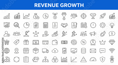 Revenue Growth Concept Featuring Graph Icons.