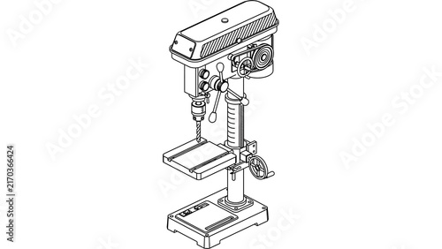 Obraz na płótnie Industrial drill press machine white background.