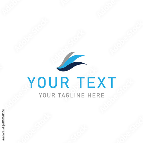 Abstract bird logo design template. Blue and grey vector graphics for business branding and corporate identity. Modern symbol with your text and your tagline here.