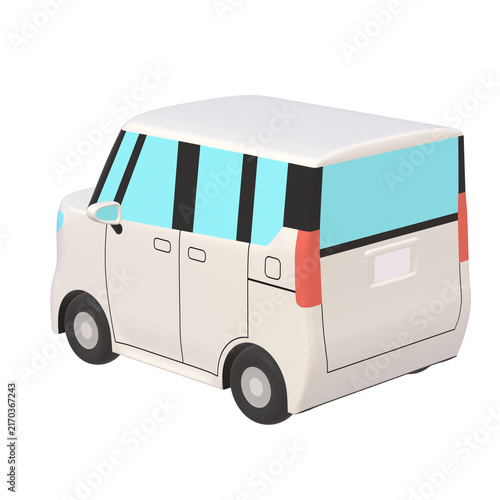 自動車のイラスト素材　デフォルメ　小型ハイトワゴン（1_g）　白