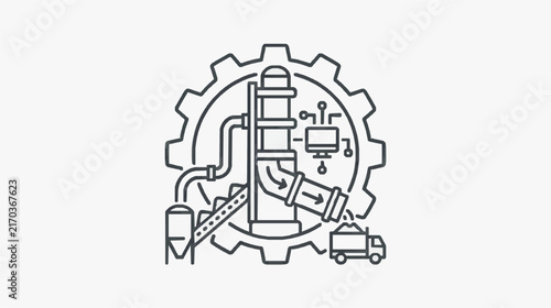 Modern Industrial Gear with Construction and Technology Elements