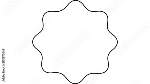 Irregular wavy octagon shape white background.