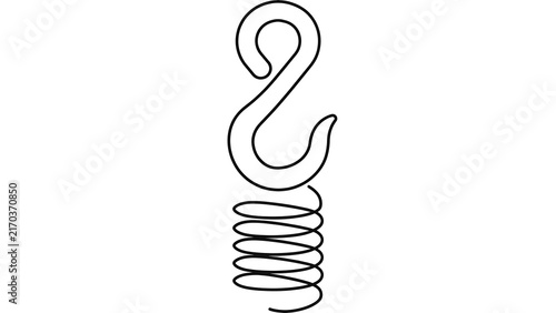 Isolated hook and spring on white background.