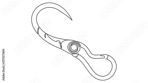 Isolated metal carabiner hook white background.