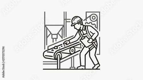 Industrial Worker Operating Conveyor Belt System in Factory Setting