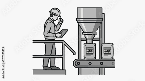 Industrial Worker Monitoring Conveyor Belt System with Digital Tablet