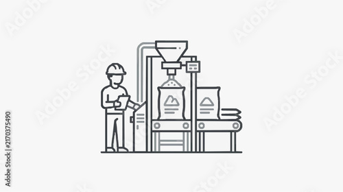 Industrial Worker Monitoring Automated Packaging Machine in Manufacturing Plant