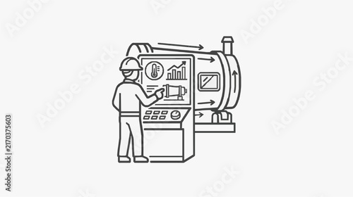 Industrial Worker Monitoring Machine Performance with Digital Dashboard