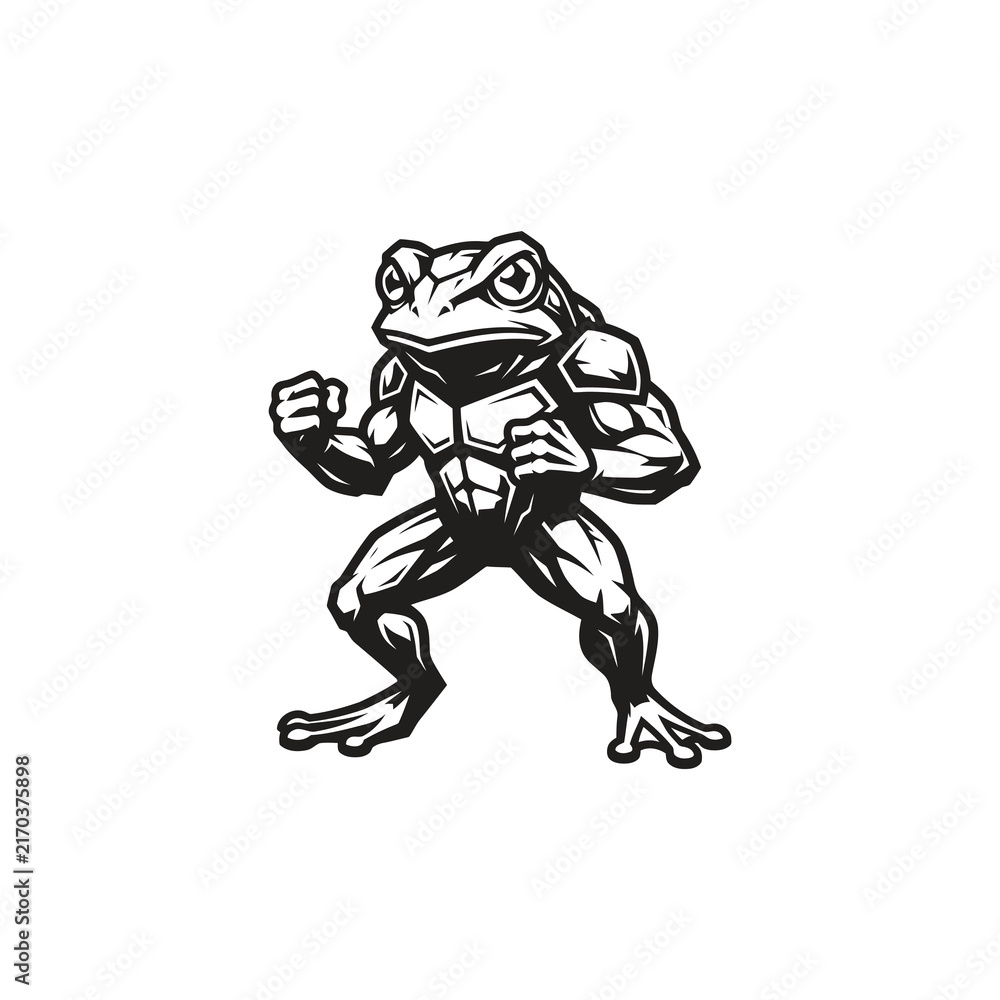 Fototapeta premium Martial arts fighting frog vector illustration